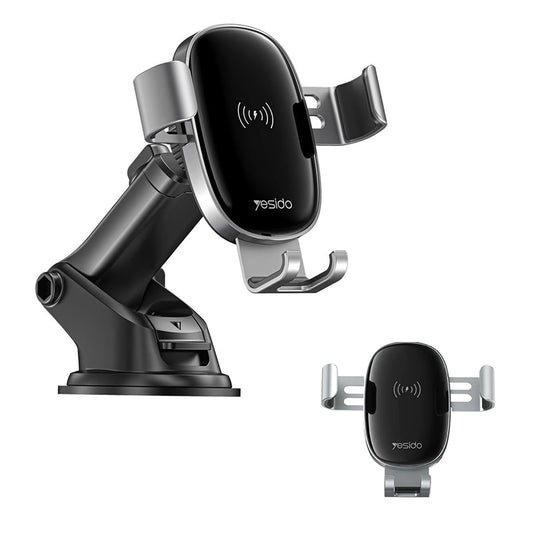 C123 Double Base Car Mobile Phone Holder | Charger With 10W 15W Qi Wireless Charging