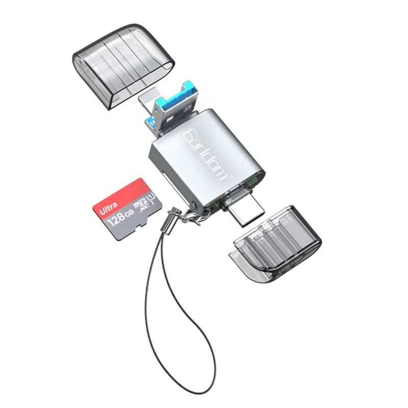 Earldom OT82 4-in-1 High-Speed Card Reader – USB, Lightning & Type-C