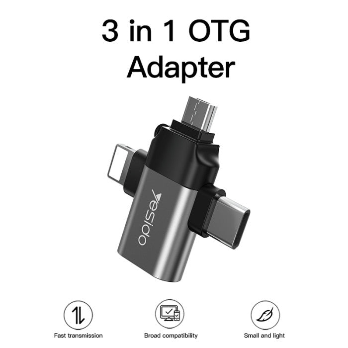 YESIDO 3 IN 1 OTG USB 2.0 SUPER FAST DATA TRANSMISSION
