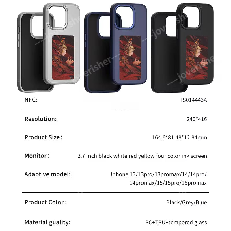 NFC DIY Picture Ink Stand Phone Case Bracket for Iphone 15 14 13 Pro Max Holder Case Screen Phone Cover Cartoon Ink Protection