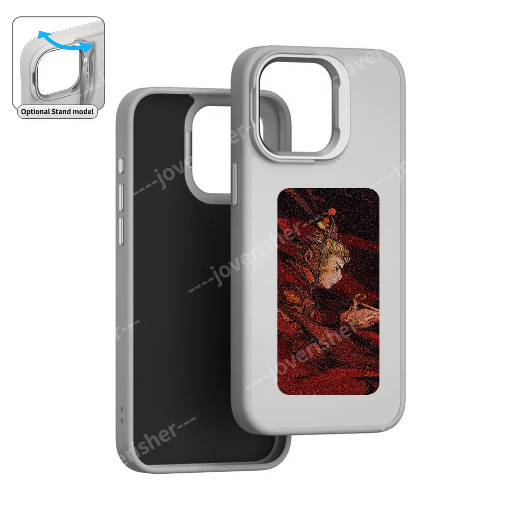 NFC DIY Picture Ink Stand Phone Case Bracket for Iphone 15 14 13 Pro Max Holder Case Screen Phone Cover Cartoon Ink Protection