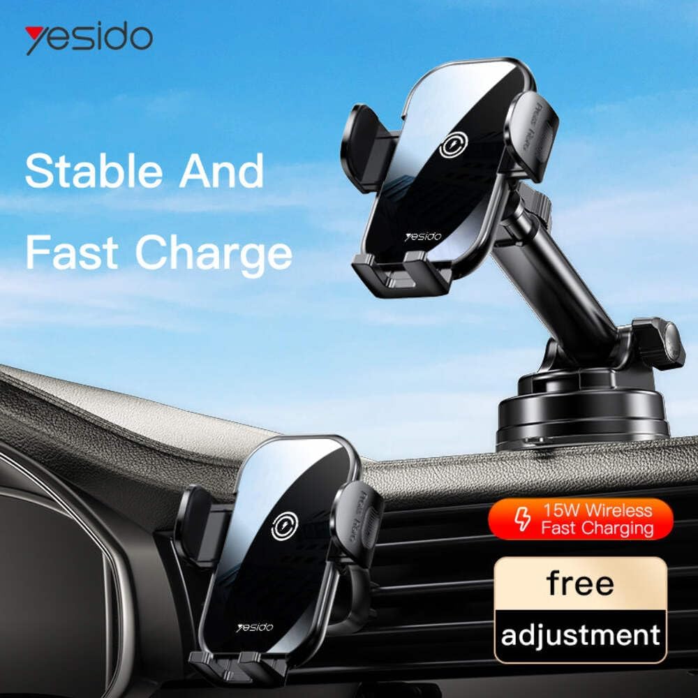 wireless phone holder for car, 2 in 1, 360 rotating suction cup air vent phone holder for all mobile phones (4-7inch) black