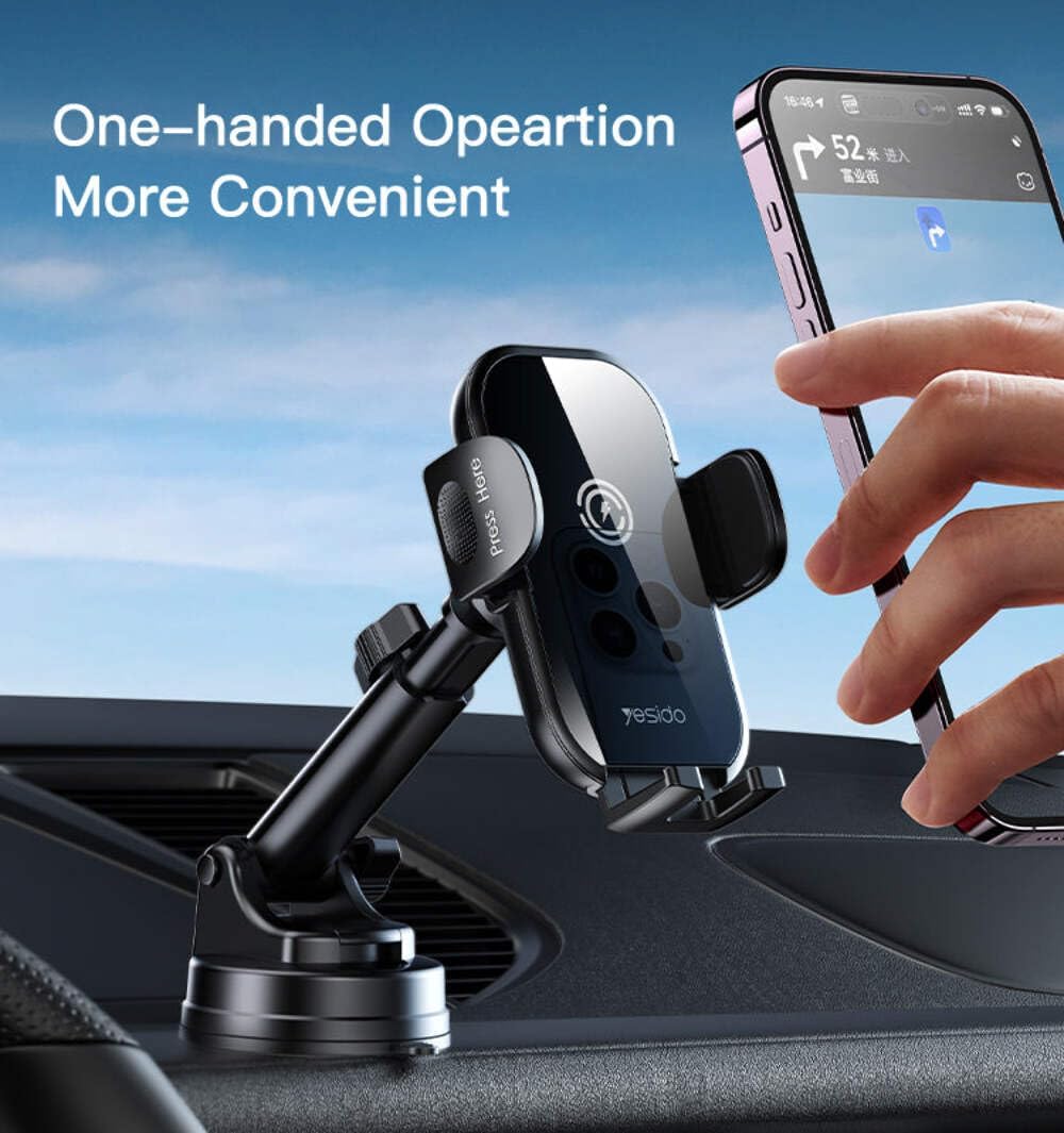 wireless phone holder for car, 2 in 1, 360 rotating suction cup air vent phone holder for all mobile phones (4-7inch) black