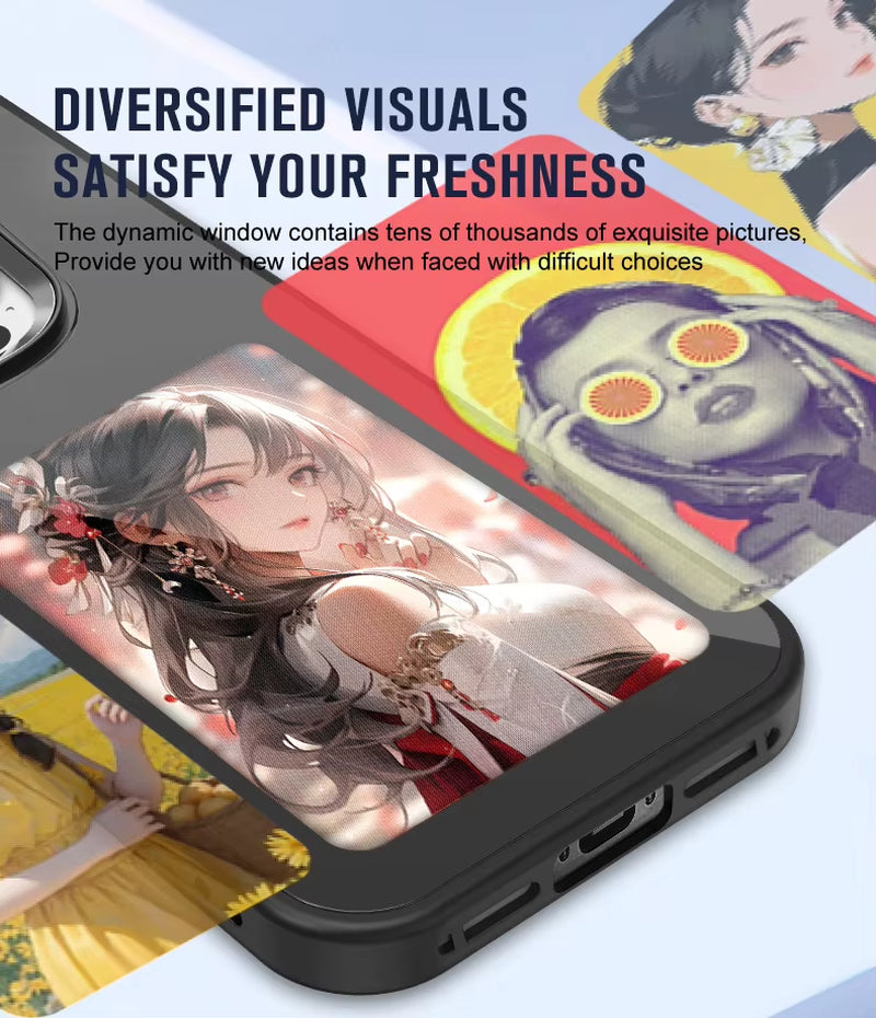 4 Inch NFC Ink Phone Case for Iphone 16 15 14 13 Pro Max High-Definition Intelligent DIY Four-Color Ink Screen Protection Cover