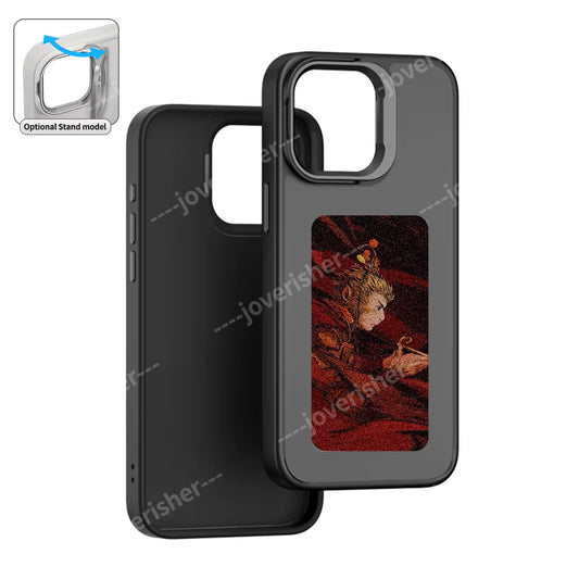 NFC DIY Picture Ink Stand Phone Case Bracket for Iphone 15 14 13 Pro Max Holder Case Screen Phone Cover Cartoon Ink Protection