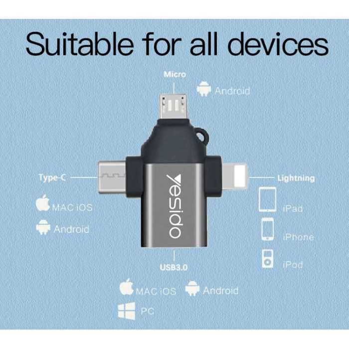 YESIDO 3 IN 1 OTG USB 2.0 SUPER FAST DATA TRANSMISSION