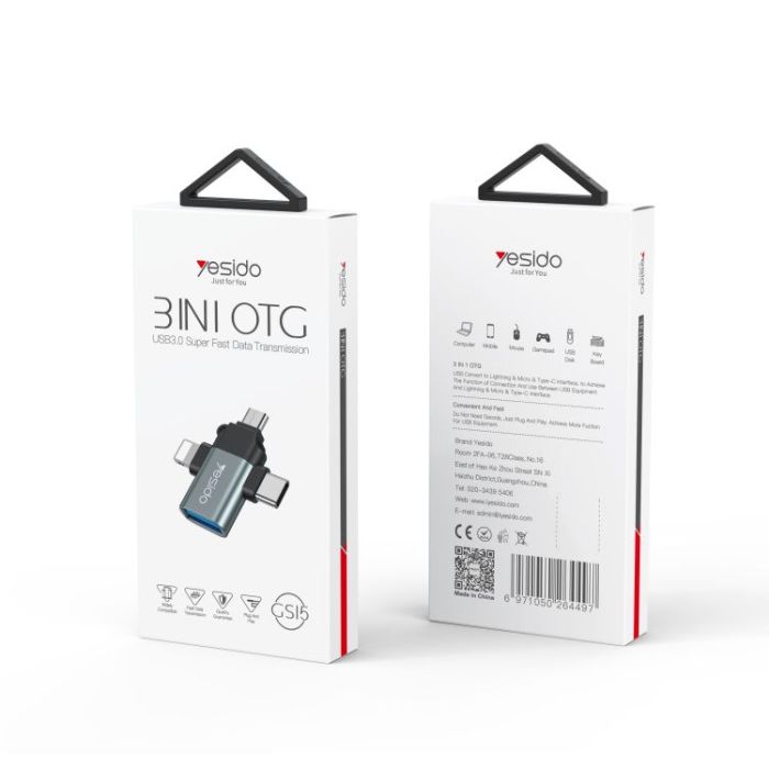 YESIDO 3 IN 1 OTG USB 2.0 SUPER FAST DATA TRANSMISSION