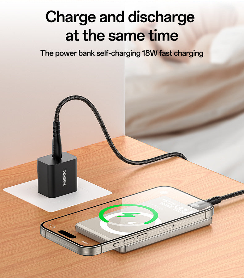 YP66 5000mAh 15W Wireless Fast Charging Digital Display Power Aluminum Alloy Magnetic Power Bank