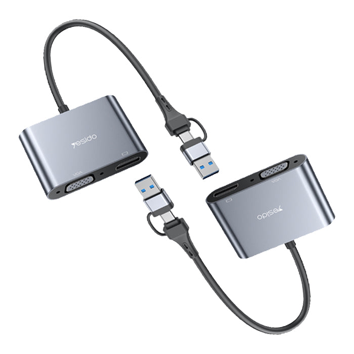 Yesido HM15 Ultra-Low Latency USB/Type-C to HDMI/VGA Laptop Screen Splitter