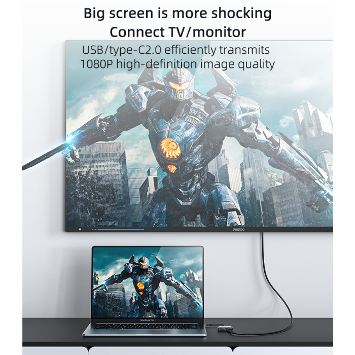 Yesido HM15 Ultra-Low Latency USB/Type-C to HDMI/VGA Laptop Screen Splitter