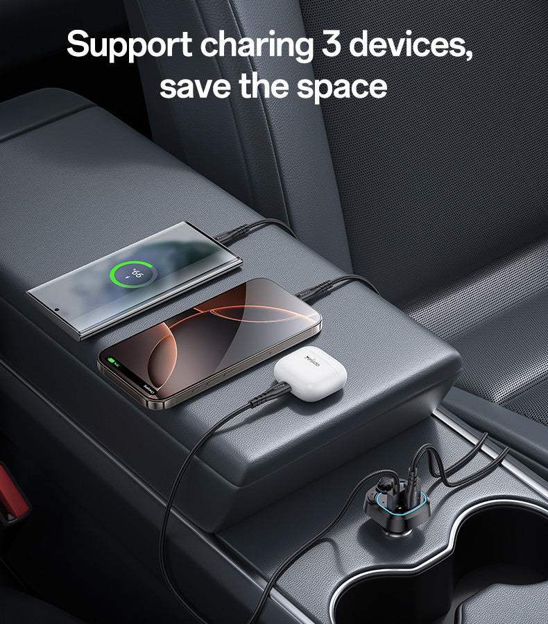 Y70 BT5.3 Support Charging 3 Devices With Remote Controller BT & FM Transmittor Car Charger