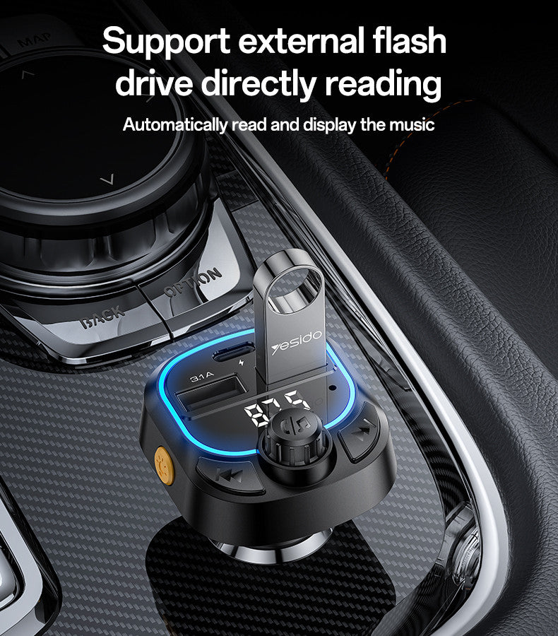 Y70 BT5.3 Support Charging 3 Devices With Remote Controller BT & FM Transmittor Car Charger