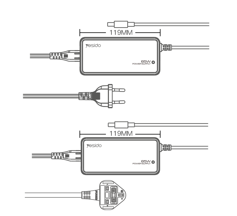 CG11K 1.5M Length 65W Smart Charging 15 IN 1 Multi-function Laptop Charger UK European Power Adapter