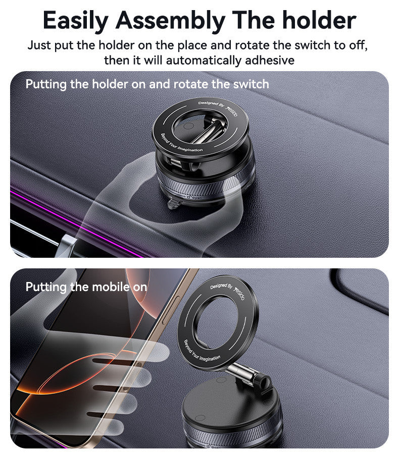 Yesido C228 Magnetic Car Phone Holder – 360° Rotation with Foldable Clamp Arm & Vacuum