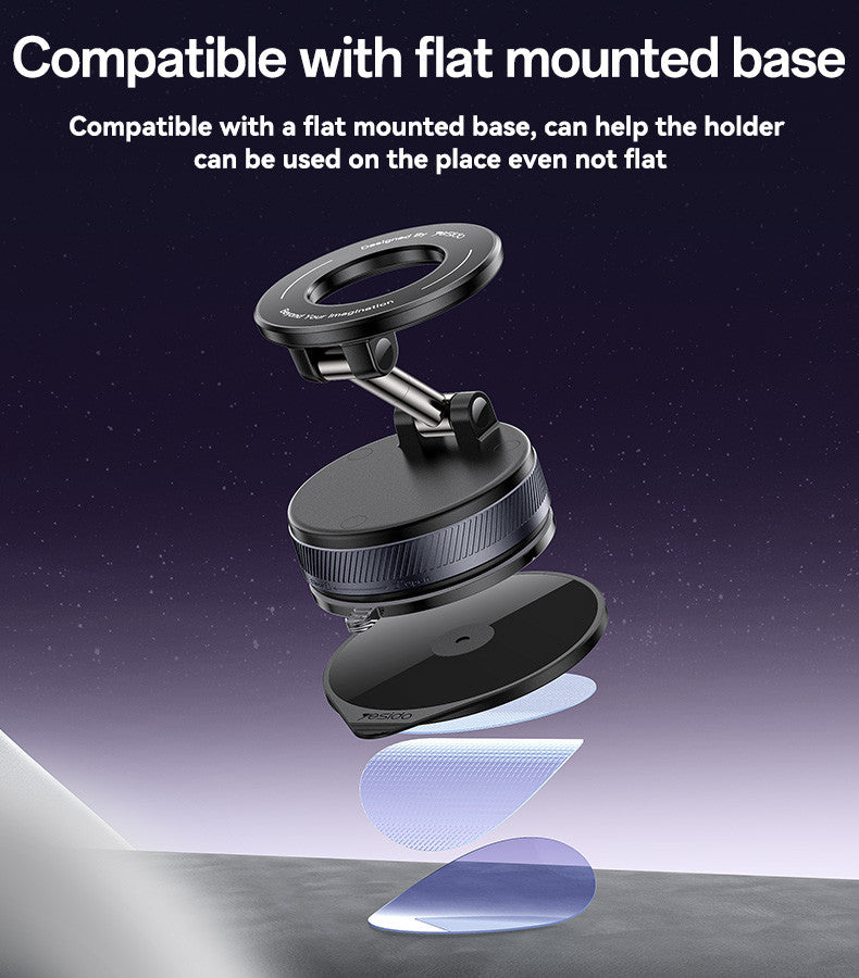 Yesido C228 Magnetic Car Phone Holder – 360° Rotation with Foldable Clamp Arm & Vacuum
