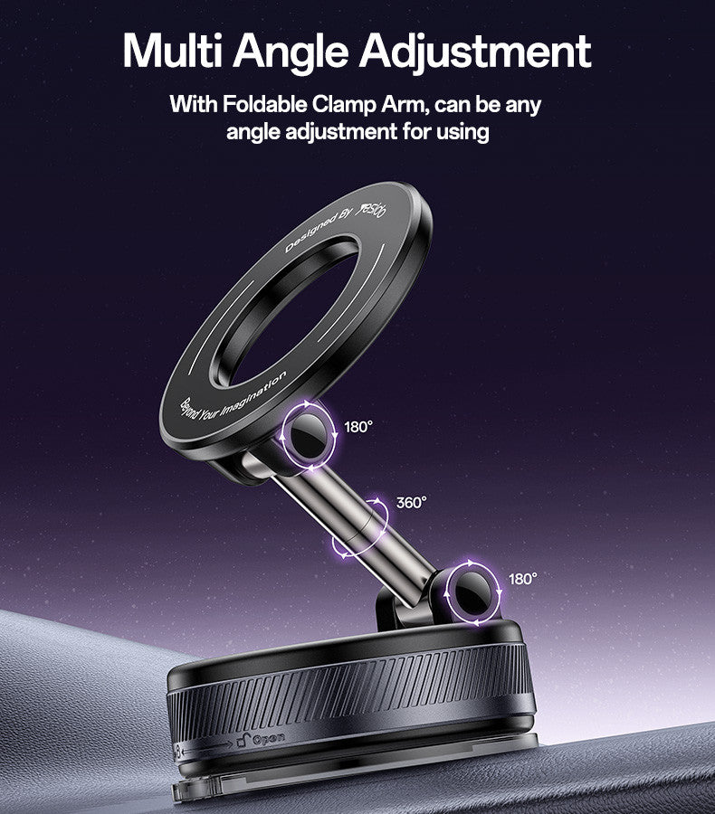 Yesido C228 Magnetic Car Phone Holder – 360° Rotation with Foldable Clamp Arm & Vacuum