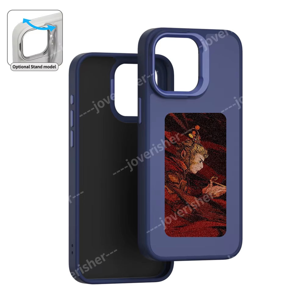 NFC DIY Picture Ink Stand Phone Case Bracket for Iphone 15 14 13 Pro Max Holder Case Screen Phone Cover Cartoon Ink Protection