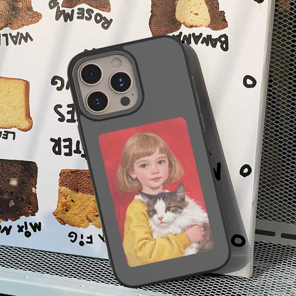 High End DIY Screen Projection AI Phone Case for Iphone 16 15 14 13 Pro Max Smart NFC E-Ink Screen Couple Photo Shockproof Shell