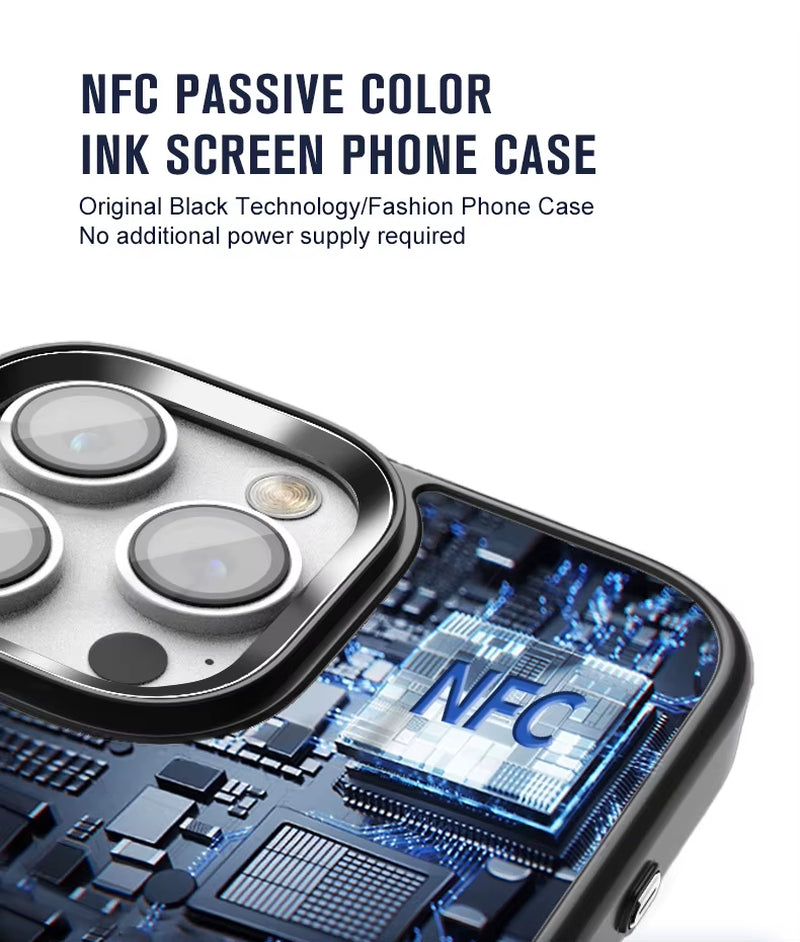 Magnetic NFC Ink Smart Phone Case for Iphone 16 15 14 Pro Max DIY Picture Ink Phone Case Screen Phone Cover Four Colors Image