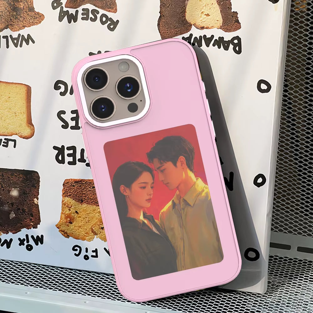 High End DIY Screen Projection AI Phone Case for Iphone 16 15 14 13 Pro Max Smart NFC E-Ink Screen Couple Photo Shockproof Shell